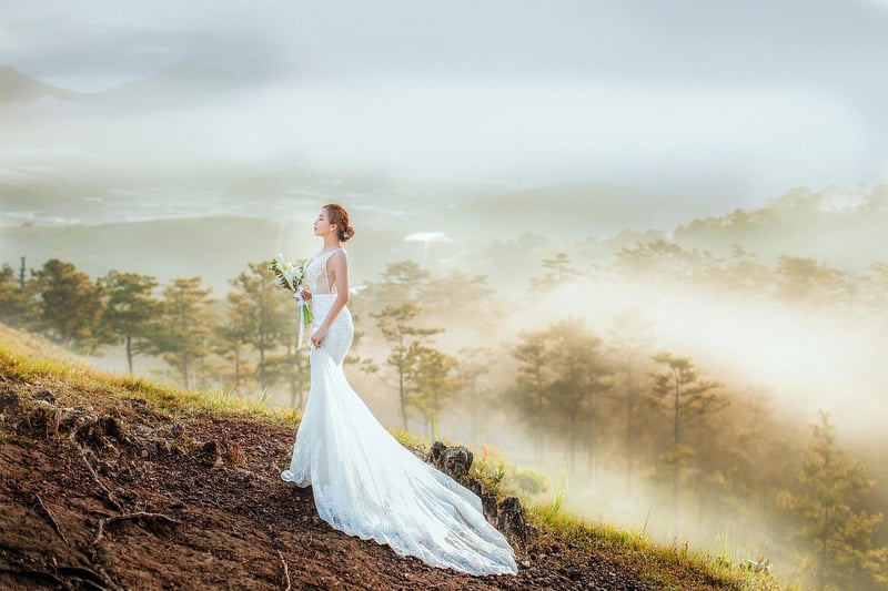 Bride walking down the aisle